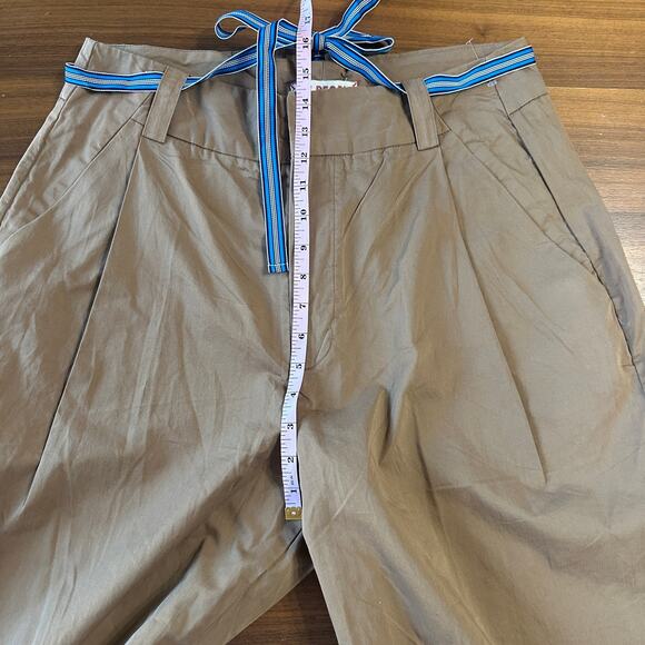 Free People Wide Leg Buckle Back Trousers, khaki tan, cotton, boho, size 12 NWT - Picture 8 of 8